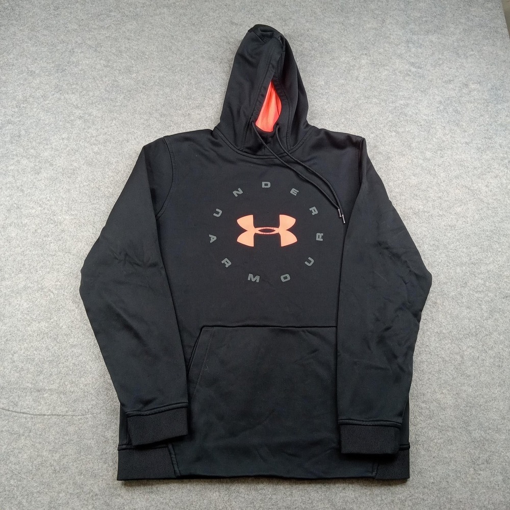 Under Armour Hoodie Mens Medium Black ColdGear Pullover Sweatshirt 1345323